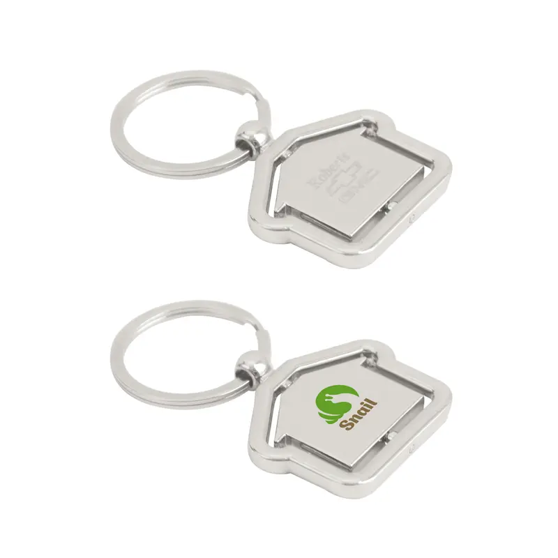 Spinning House Metal Keyring – Keyrings – available in silver colour
