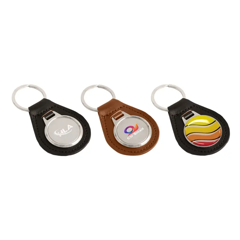 PU Leather Metal Keyring D – Keyrings – available in black, brown colours