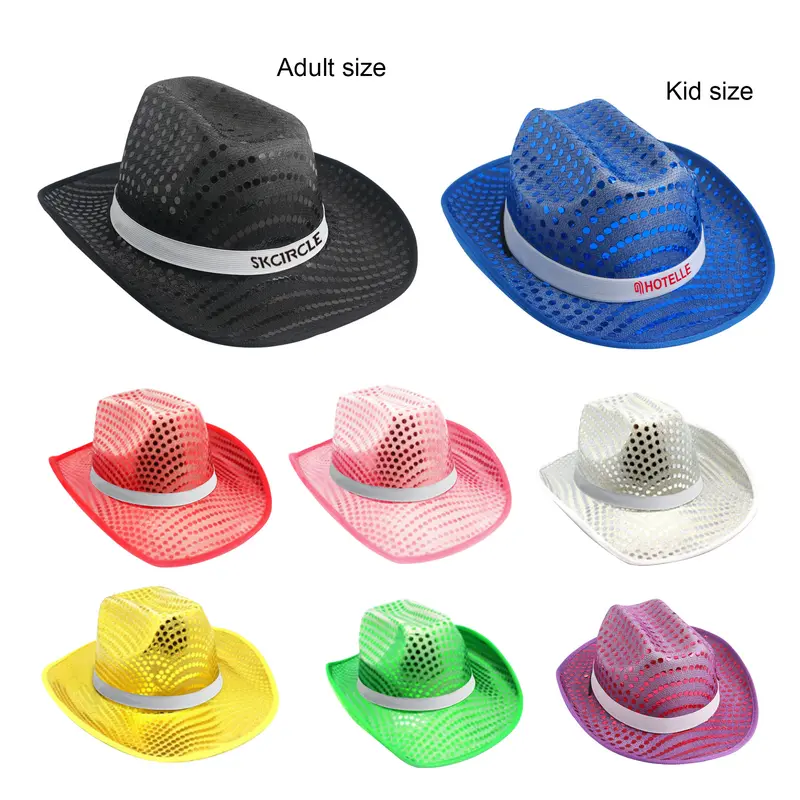 Sequin Cowboy Hats – Misc Headwear – available in black, blue, green, pink colours and 5 more