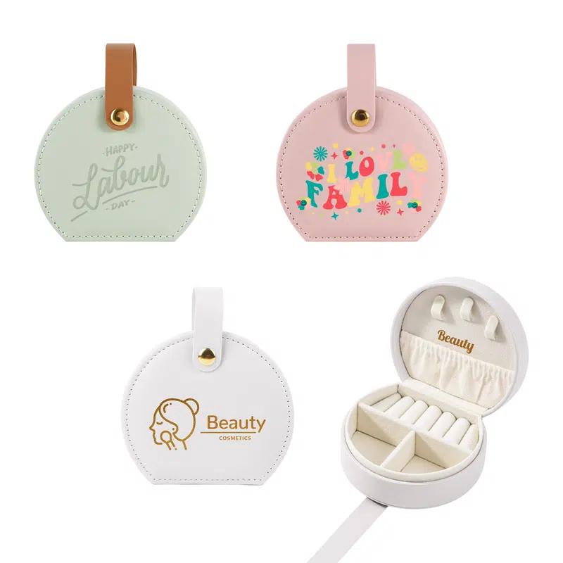 Small Portable PU Leather Jewellery Box – Misc Bags – available in green, pink, white colours