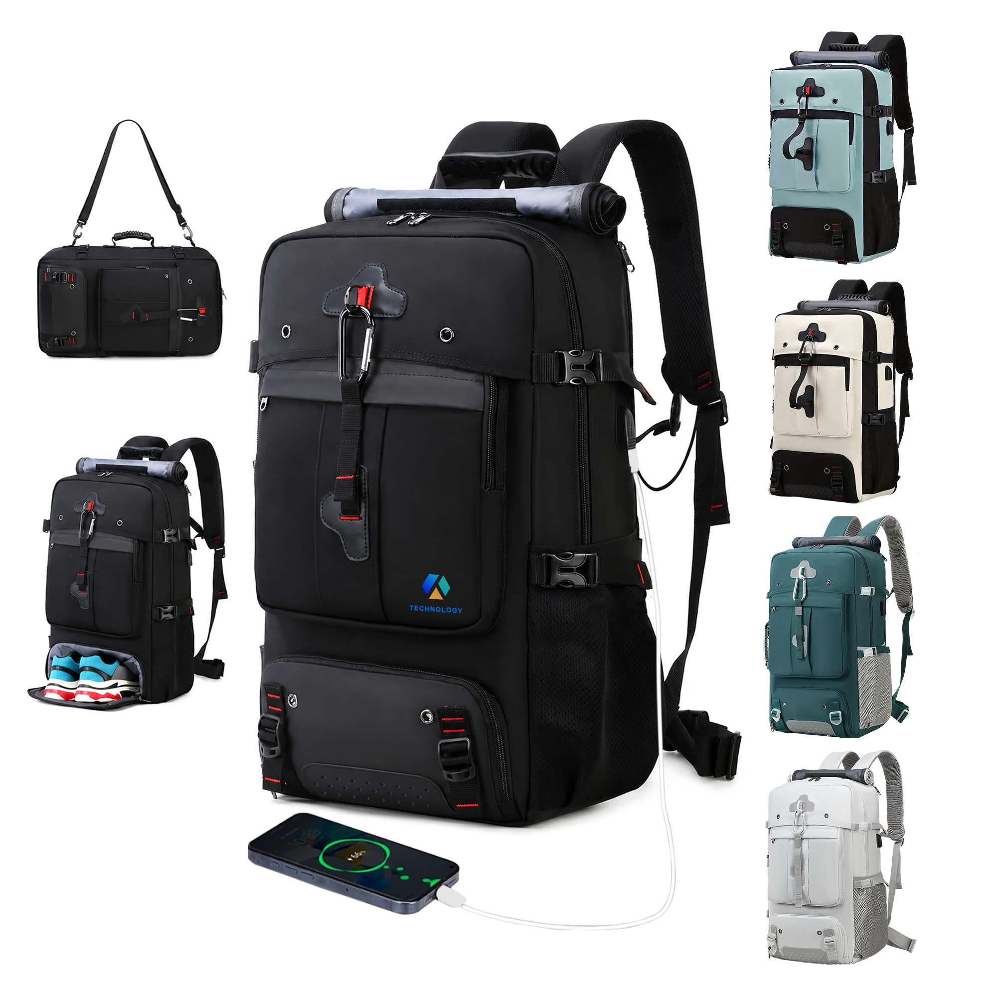 Convertible Backpack Duffel Bag – Backpacks – Promocollection – available in Beige, Black, Teal, White