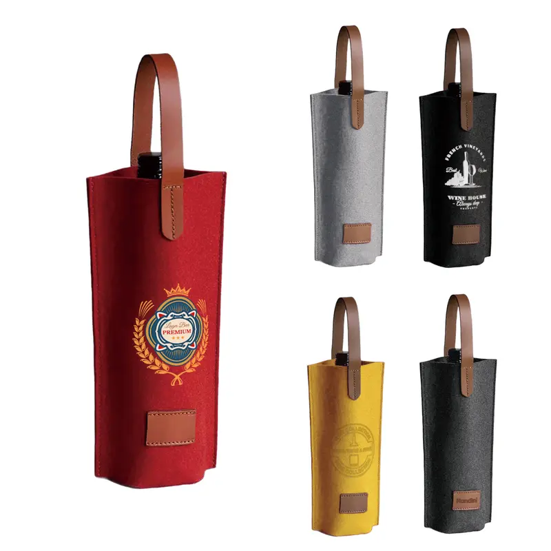 Felt Single Bottle Wine Bag – Wine Carriers – available in black, grey, red, yellow colours