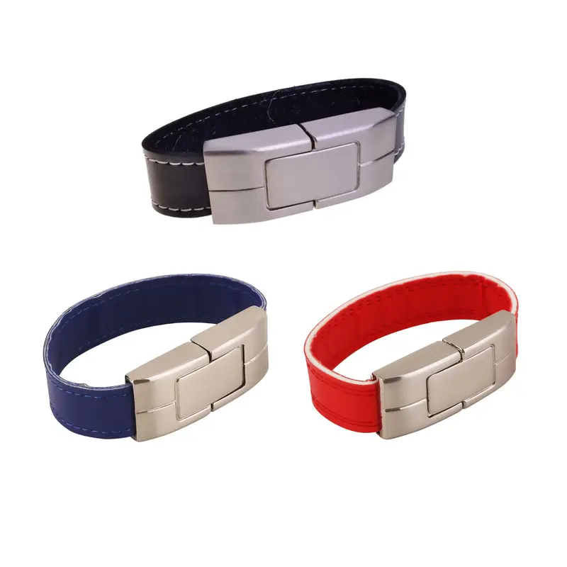 Leather Bracelet Flash Drive – USB Drives – available in black, blue, red colours