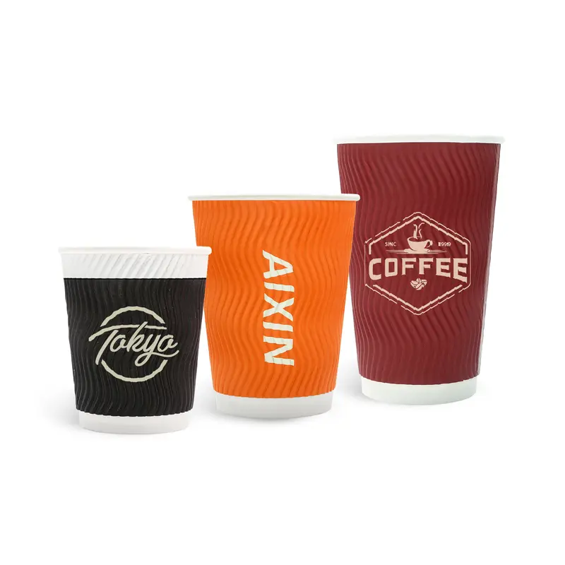 Custom Disposable Corrugated Double Wall Paper Cups – Drink Bottles – available in multi colour