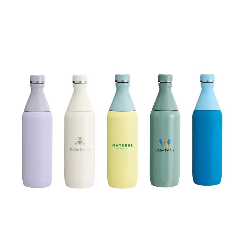 600ML Stainless Steel 2 in 1 Double Wall Slim Bottle – Drink Bottles – available in blue, green, purple, white colours and 1 more
