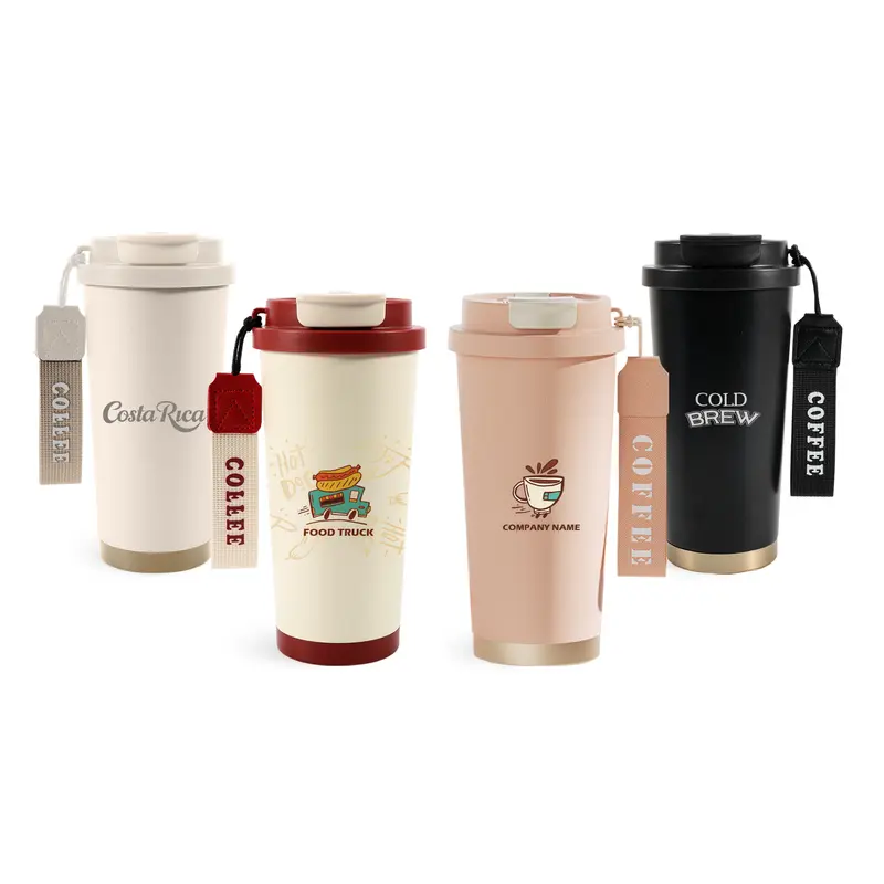 550ML Double Wall Stainless Steel Coffee Mug – Travel Mugs – available in beige, black, pink, red colours and 1 more