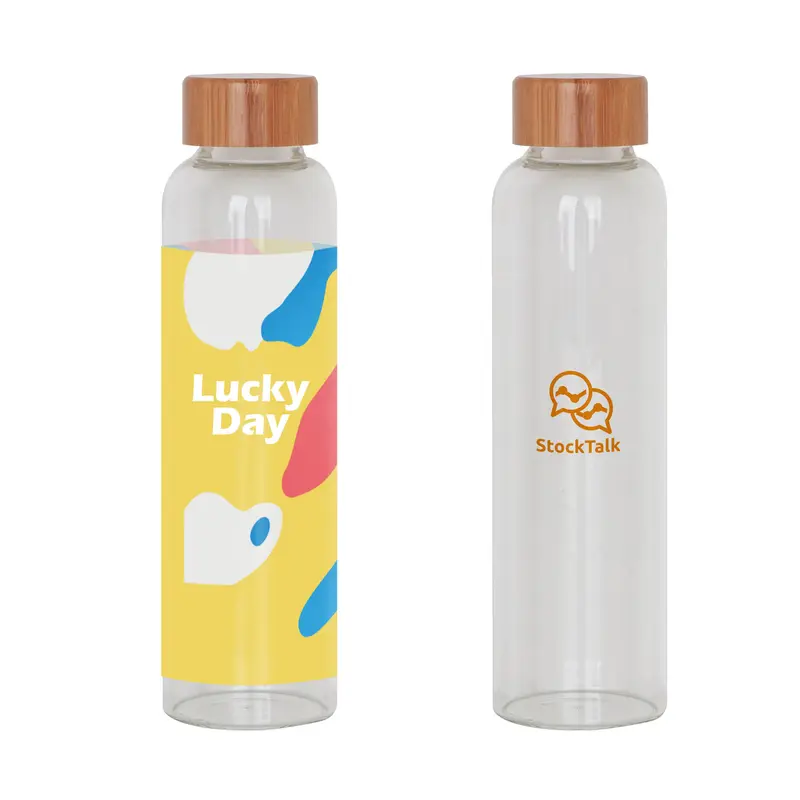 550ml Glass Drink Bottle with Bamboo Lid – Drink Bottles – available in black, blue, brown, green colours and 5 more