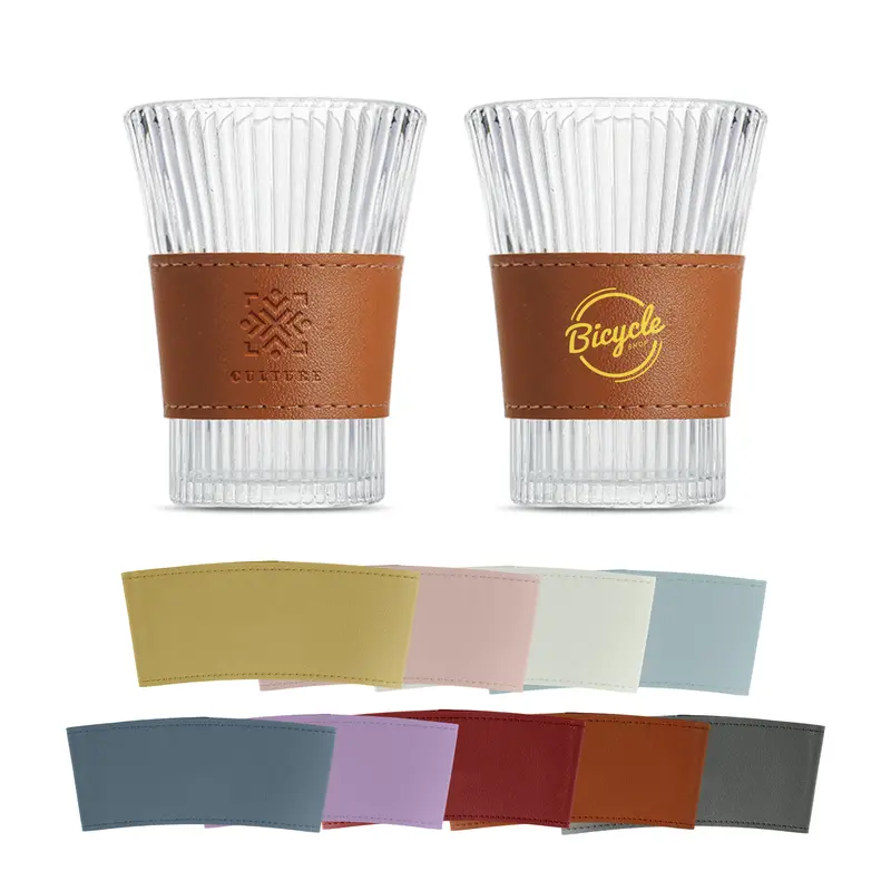 Leather Cup Sleeve – Misc Drinkware – available in blue, brown, grey, pink colours and 4 more