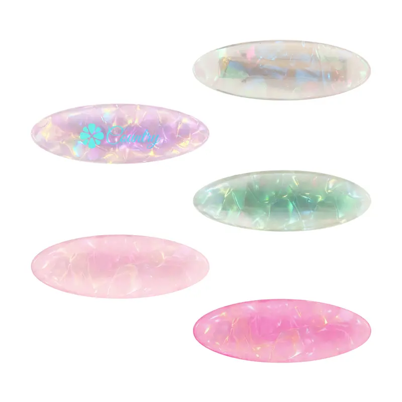 Oval Iridescent Alligator Hair Clip – Misc Headwear – available in green, pink, purple, white colours