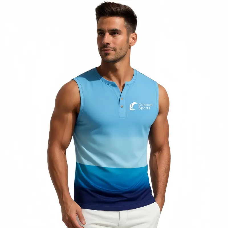 100% Polyester Micro Mesh Sublimated Small V-Neck Buttoned Singlet – Singlets