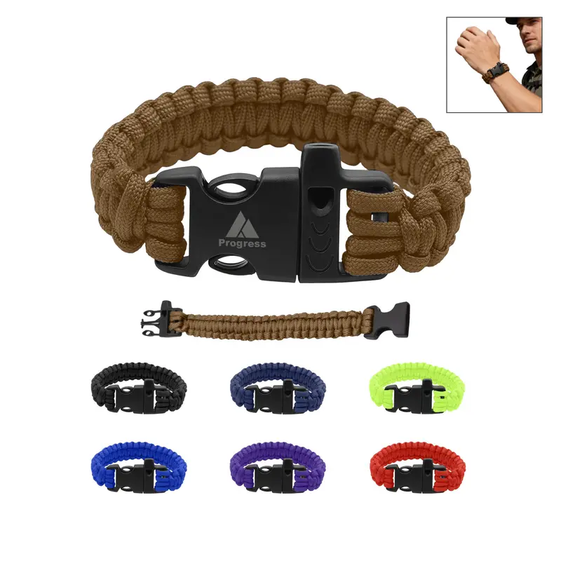 Paracord Bracelet With Whistle – Misc Outdoors – available in black, blue, brown, green colours and 2 more