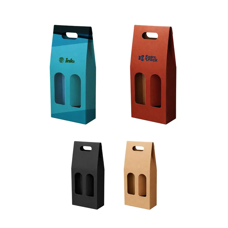 Double Bottle Portable Wine Box – Wine Carriers – available in beige, black, red colours