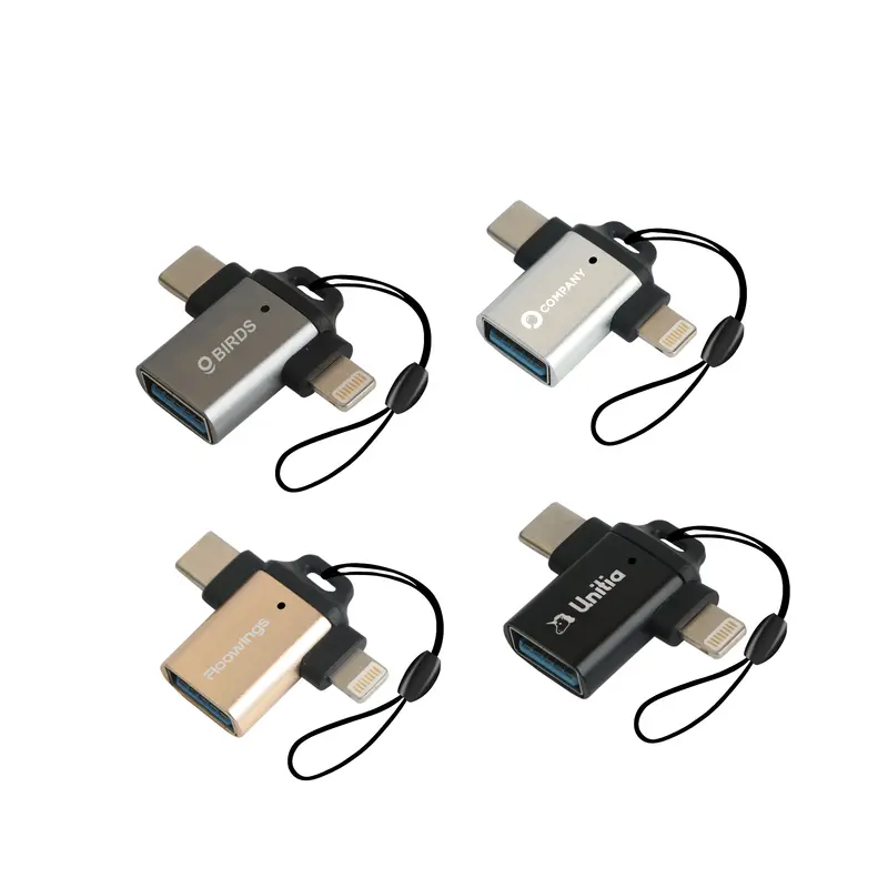USB 3.0 to USB C Lightning OTG Adapter – Tech Accessories – available in black, gold, grey, silver colours