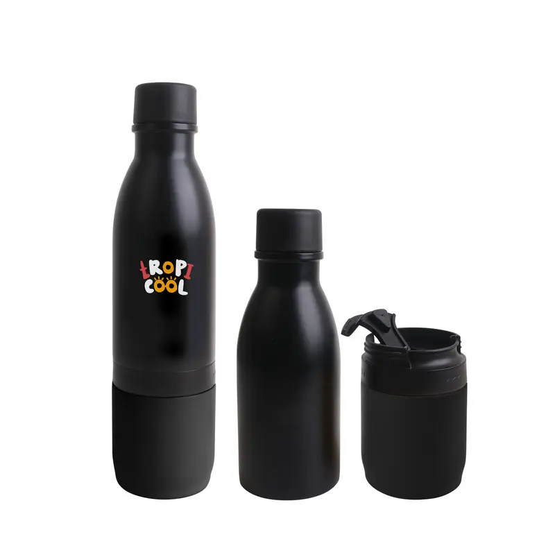 2 in 1 Stainless Vacuum Flask – Drink Bottles – available in black colour