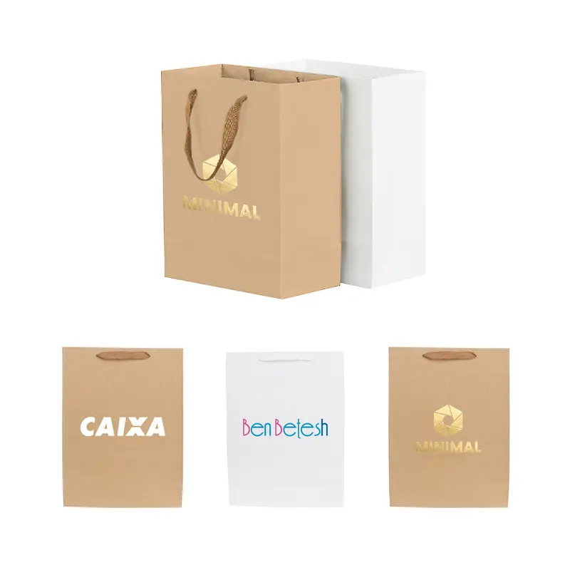 Large Vertical Paper Bag with Fabric Flat Handle(300 x 400 x 110mm) – Paper Bags – available in brown, white colours