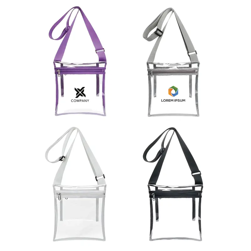 PVC Clear Crossbody Bag With Inner Pouch – Misc Bags – available in black, grey, purple, white colours