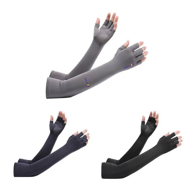 Long Sleeve Sun Protective Fingerless Gloves – Accessories – available in black, blue, grey colours