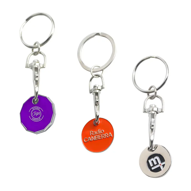 Enamel Trolley Coin Keyring – Keyrings – available in silver colour