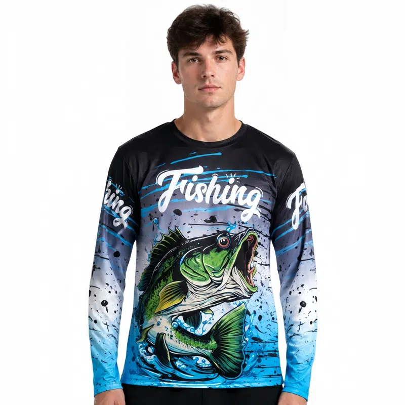 Men's Polyester Spandex Sublimated Crew Neck Long Sleeves Fishing Shirt – T Shirts Men's Polyester Spandex Sublimated Crew Neck Long Sleeves Fishing Shirt – T Shirts