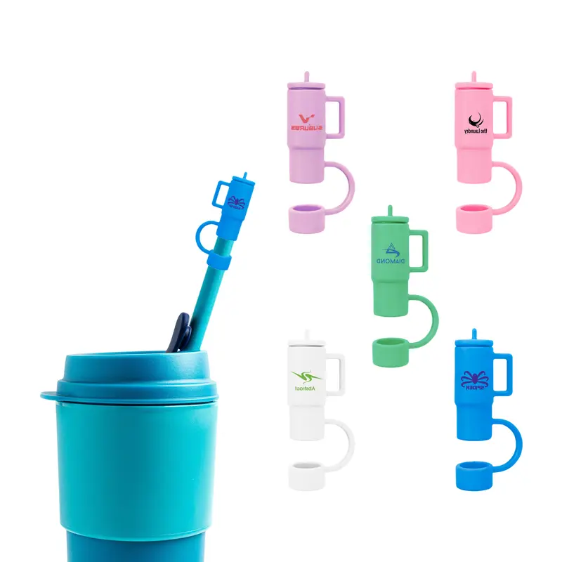 Cup Shaped Silicone Straw Cover – Drinking Straws – available in blue, green, multi, pink colours and 2 more