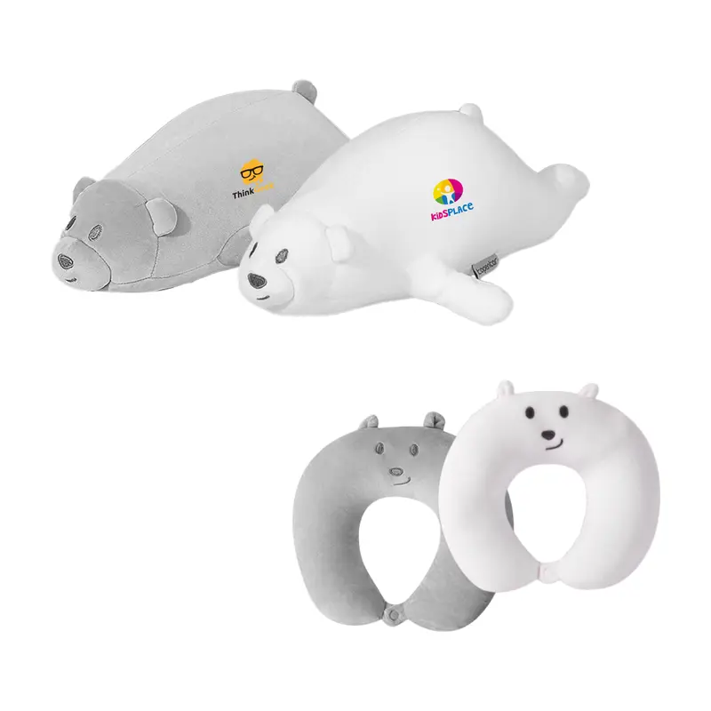 Bear Shaped 2 In 1 Travel Pillow – Misc Outdoors – available in grey, white colours