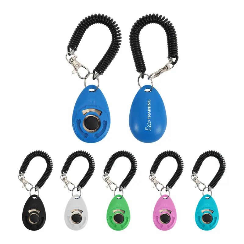 Pet Training Clicker with Coiled Lanyard – Pet Accessories – available in black, blue, green, pink colours and 1 more