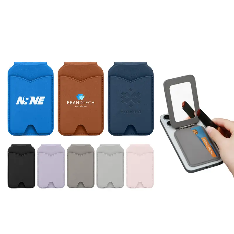 PU Magnetic Card Holder with Mirror – Wallets & Purses – available in black, blue, brown, grey colours and 2 more