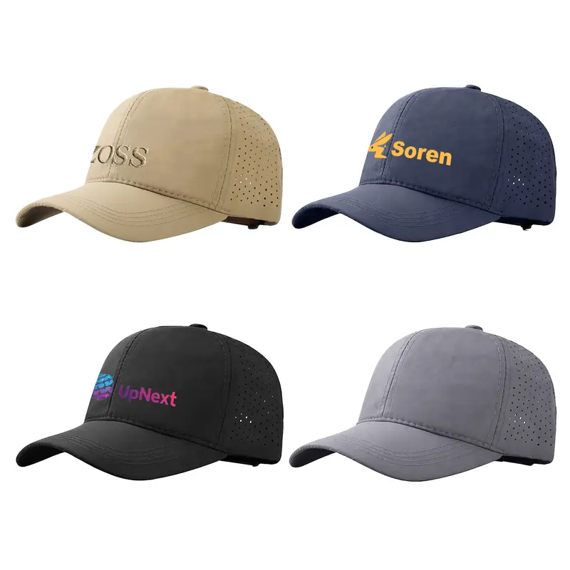 Quick-Drying Perforated Cap 6 Panel – Baseball Caps – available in beige, black, blue, grey colours