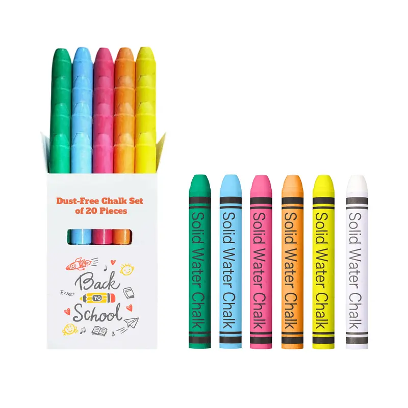 Dust-Free Chalk Set of 20 Sticks – Crayons & Colouring Sets – available in blue, green, orange, pink colours and 2 more