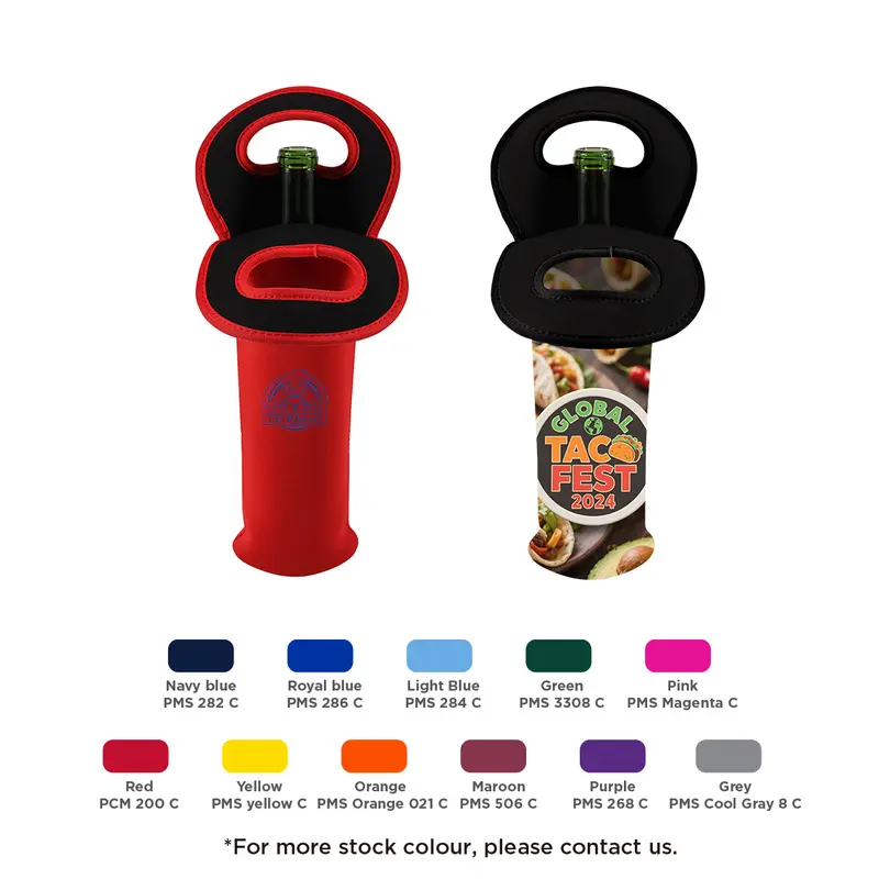 Single Bottle Wine Cooler – Stubby Holders – available in multi colour