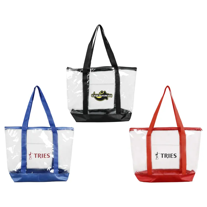 Large Clear Zippered Tote Bag – Tote Bags – available in black, blue, red colours