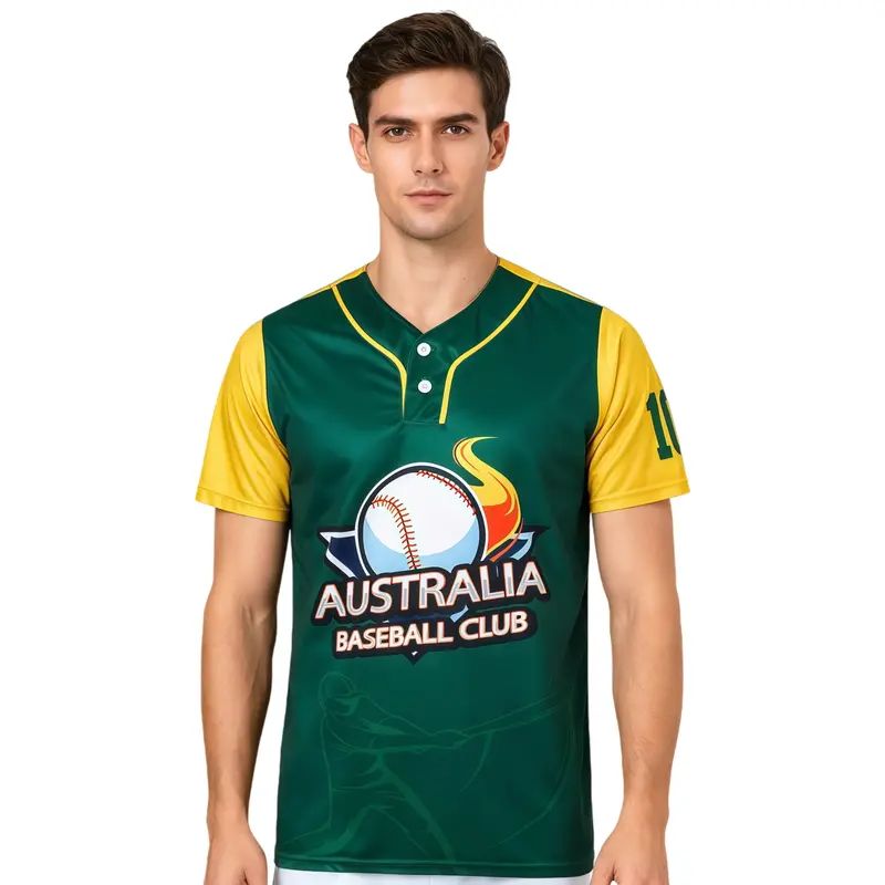 Men's 100% Polyester Sublimated 2-Button Baseball Jersey – T Shirts – available in multi colour