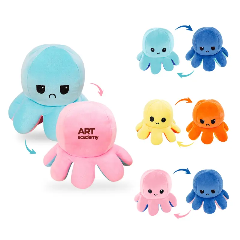 Large Reversible Octopus Plush Toy – Games – available in blue, orange, pink, yellow colours