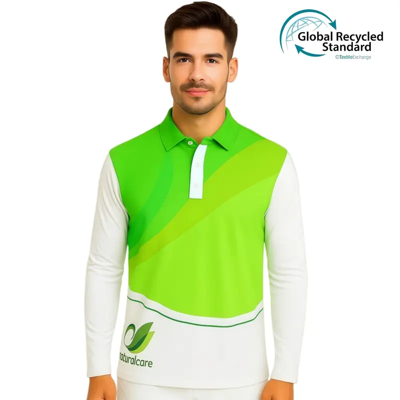 Unisex Adults RPET Micro Mesh Sublimated Basic Long Sleeves POLO – Polo Shirts