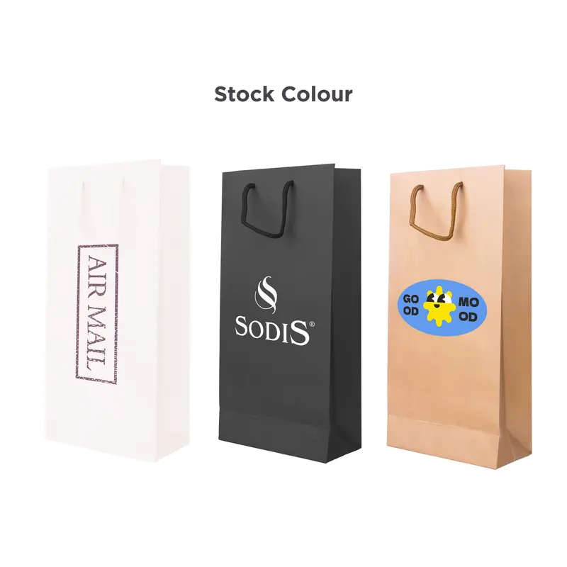 Wine Bottle Paper Bag(175x360x85mm) – Paper Bags – available in black, brown, white colours