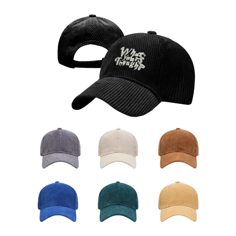 6 Panel Corduroy Baseball Cap – Baseball Caps – available in beige, black, blue, brown colours and 2 more