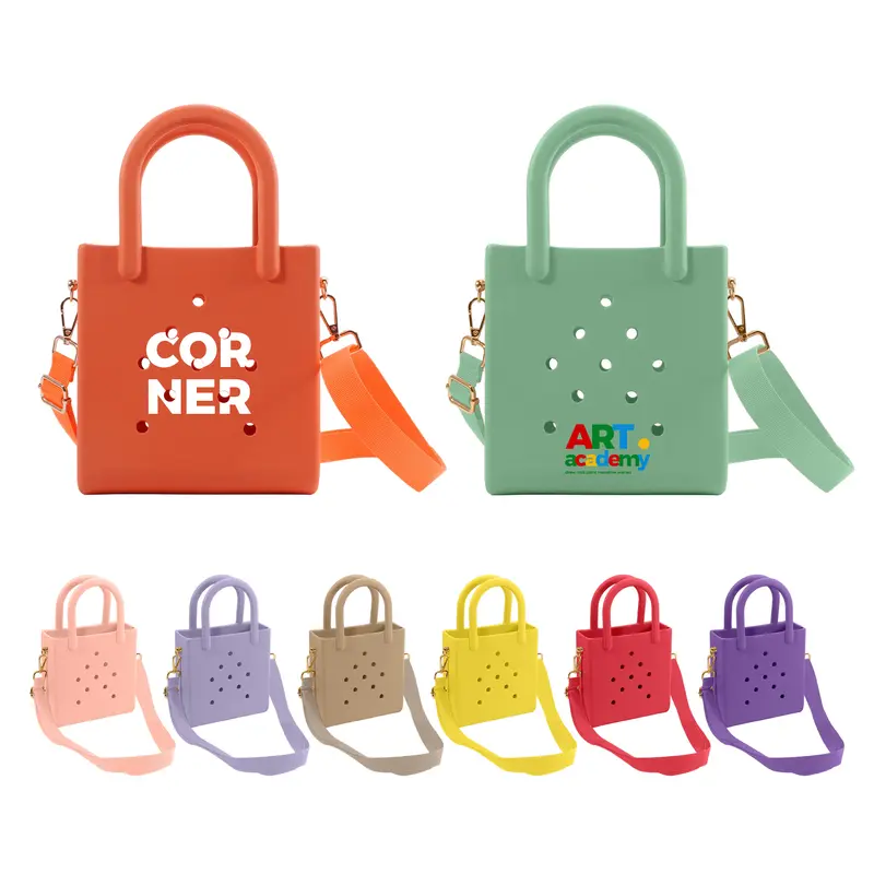 EVA Holes Mini Beach Bag – Misc Bags – available in beige, green, multi, orange colours and 4 more