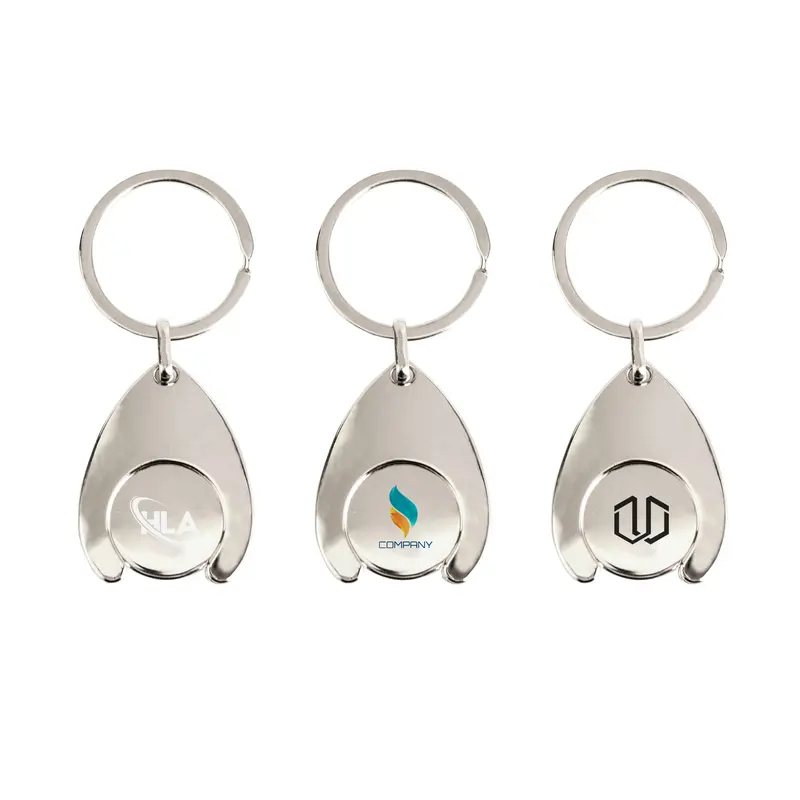 Teardrop Trolley Coin Keyring – Keyrings – available in silver colour