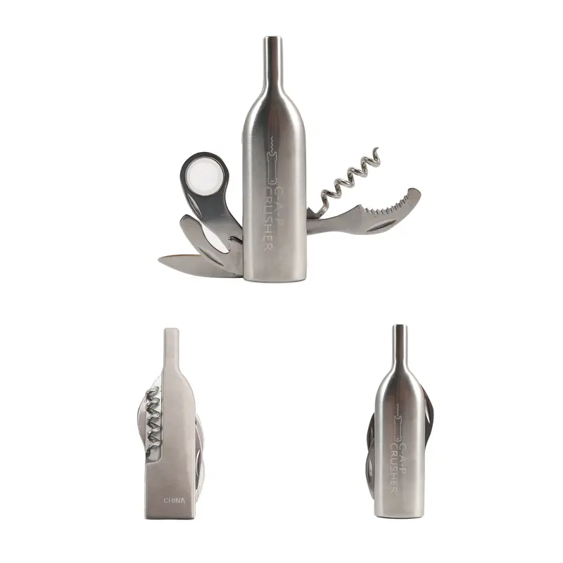 Custom 5 In 1 Wine Bottle Opener – Misc Drinkware – available in silver colour