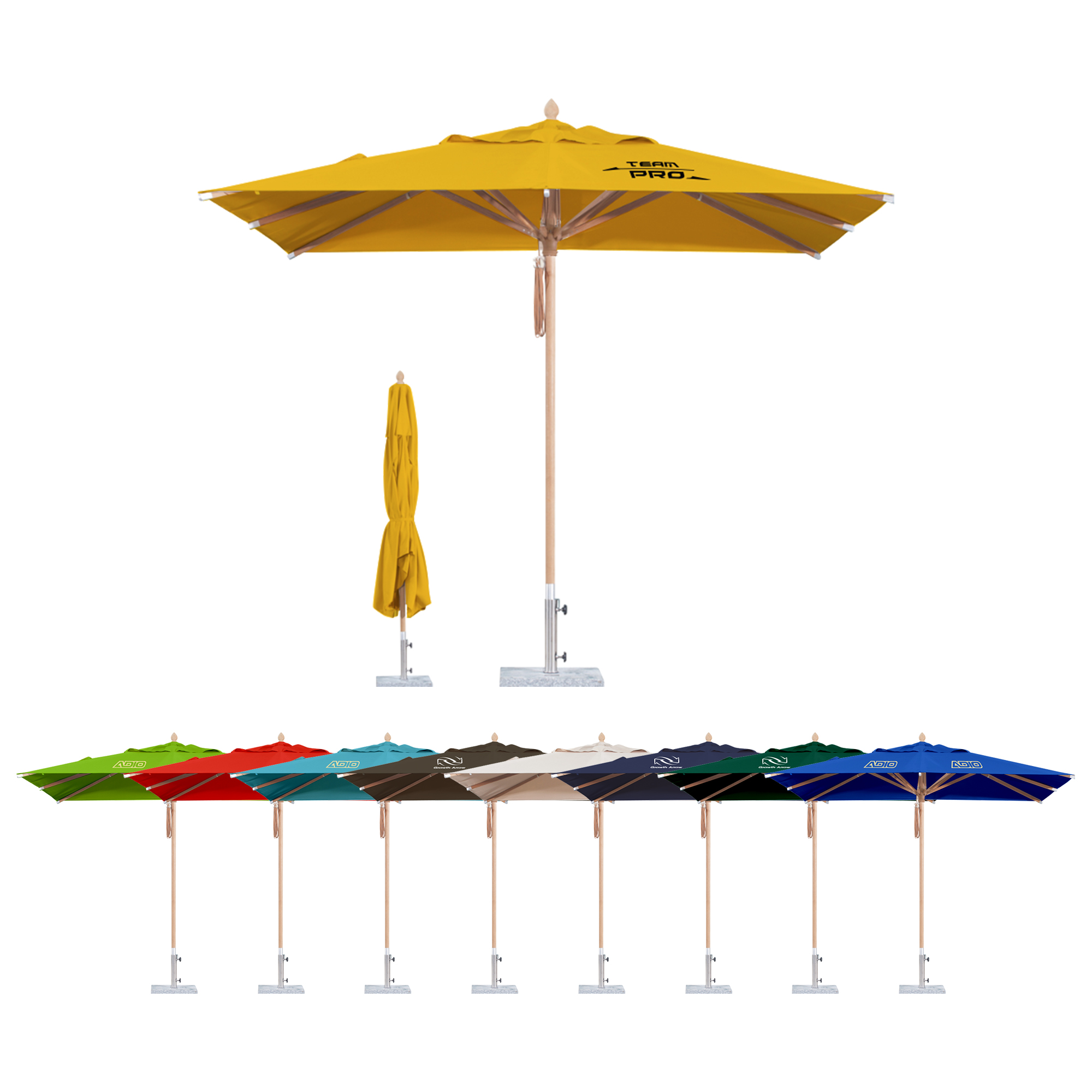 3x3m Wind-resistant Square Stock Colour Outdoor Umbrella