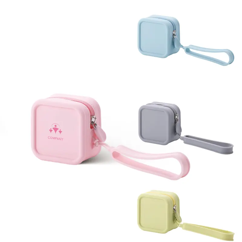 Square Silicone Coin Pouch – Misc Bags – available in blue, green, grey, pink colours
