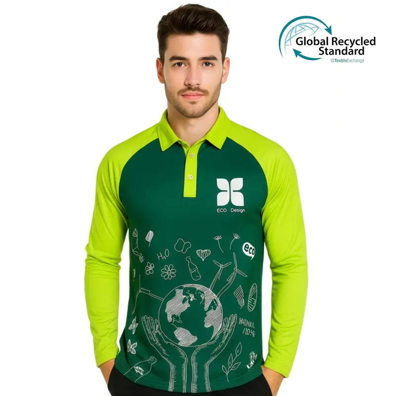 Unisex Adults RPET Micro Mesh Sublimated Raglan Long Sleeves POLO – Polo Shirts
