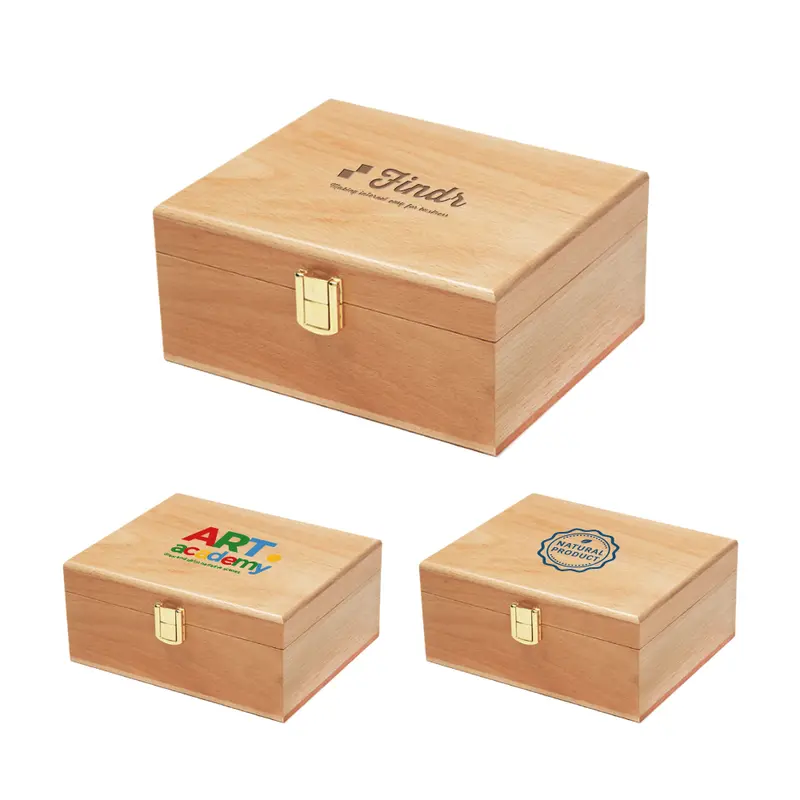 Wooden Box With Hinged Lid – Misc Print – available in beige colour