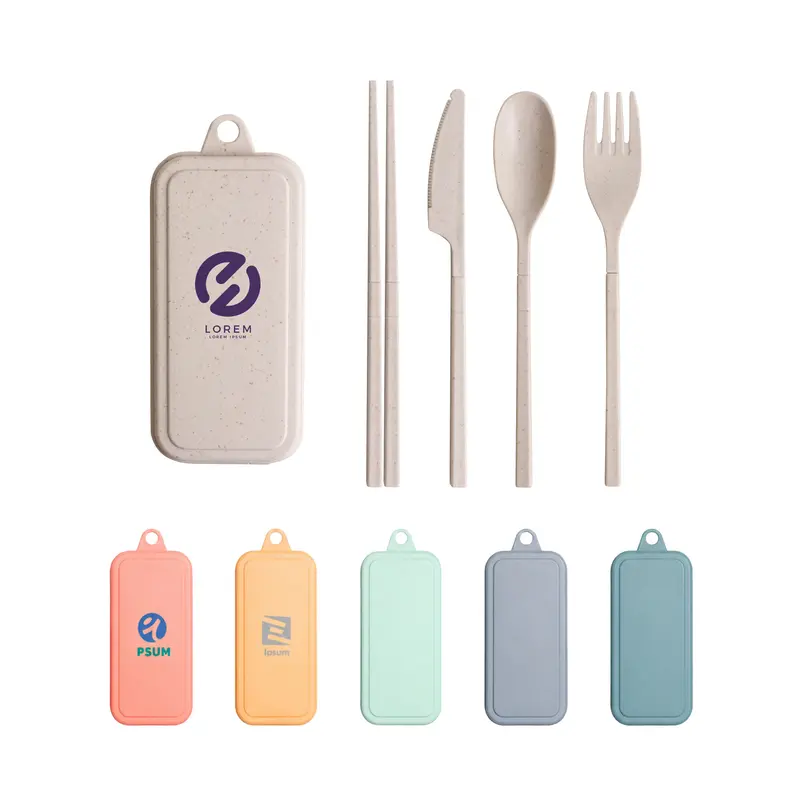 4 Pieces Travel Utensils Set – Misc Homeware – available in beige, blue, green, orange colours and 2 more