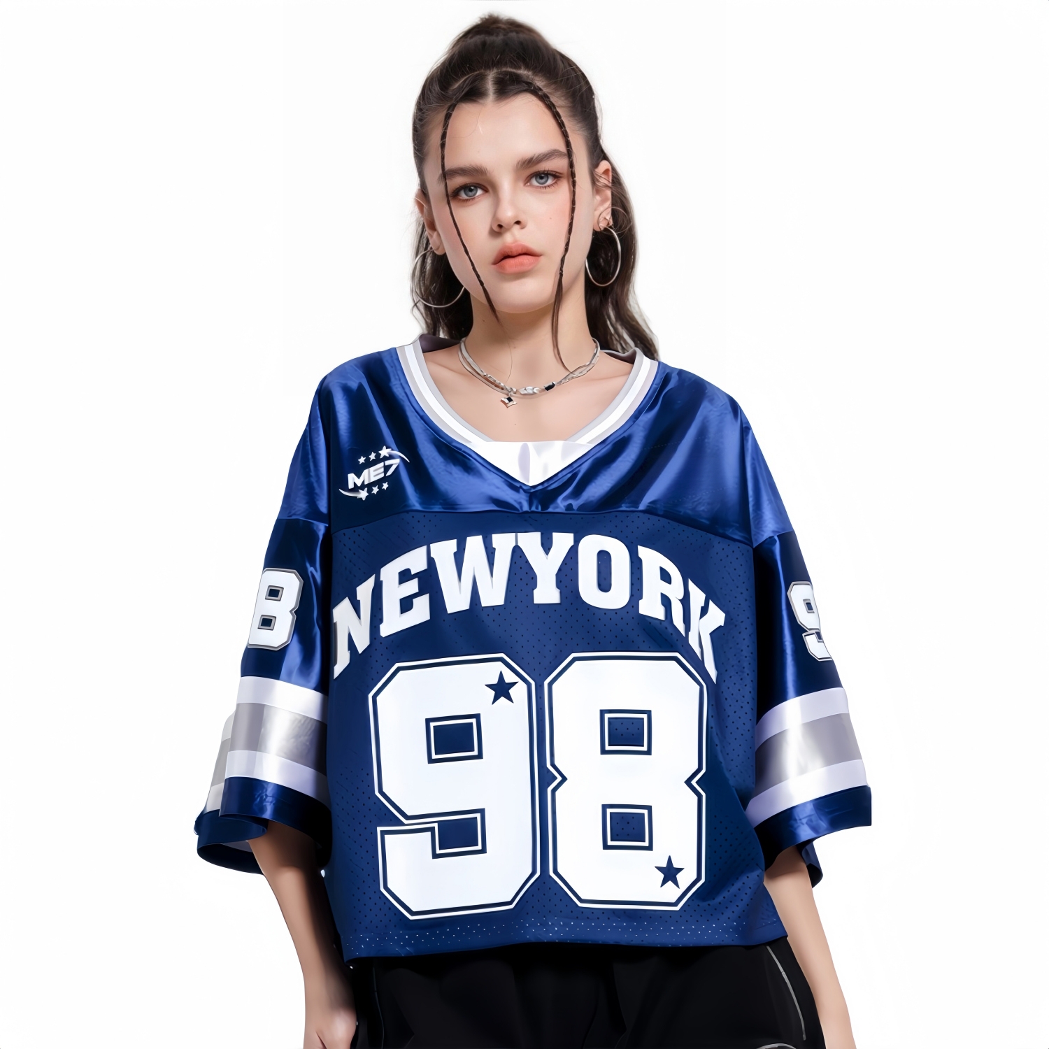 100% Polyester Unisex Sublimation Crop Splicing Retro Jersey
