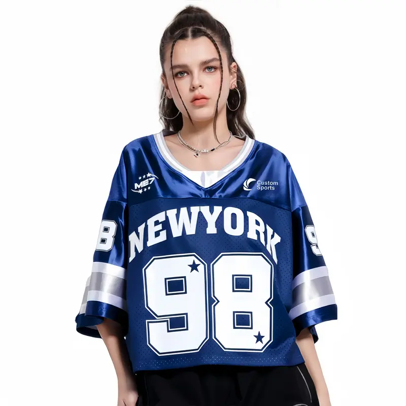 100% Polyester Unisex Sublimation Crop Splicing Retro Jersey – T Shirts – available in multi colour
