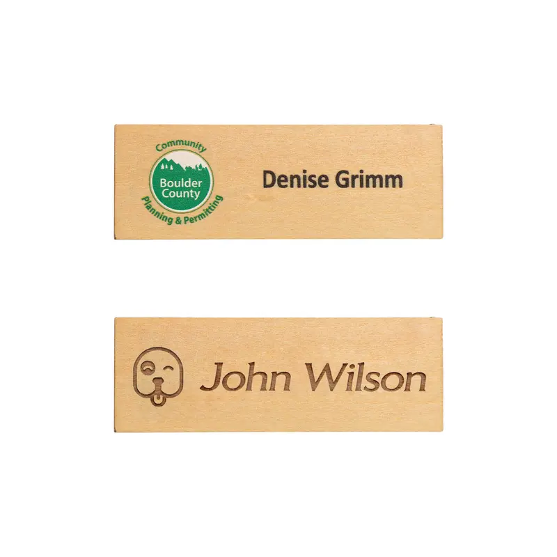 Wooden Name Badge – Name Badges – available in brown colour