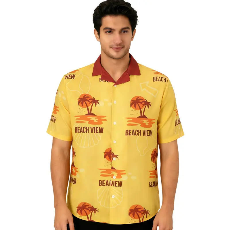 Men's Sublimated Imitation Cotton Cuban Collar Shirt – Shirts – available in multi colour