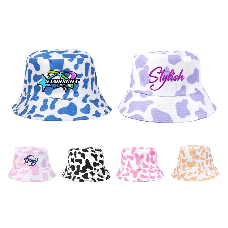 Cow Print Bucket Hat – Bucket & Sun Hats – available in black, blue, pink, purple colours and 2 more