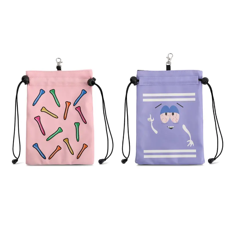 PU Golf Valuables Pouch – Drawstring Bags – available in grey, purple, red colours